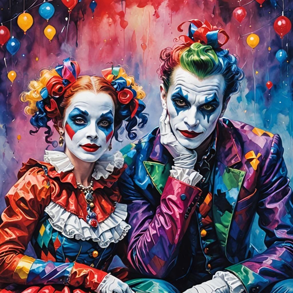 Solitary Harlequin Figure in Costume