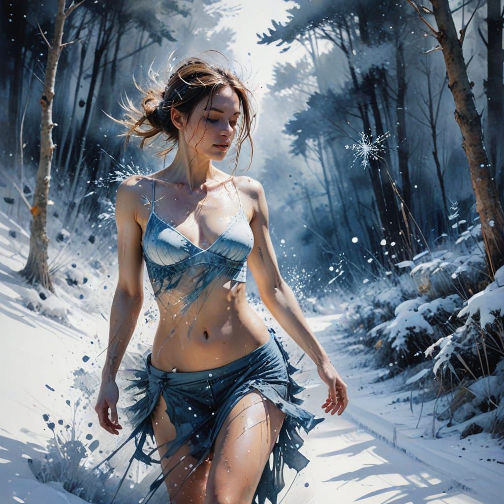 Winter Meets Summer: Double Exposure Forest Scene