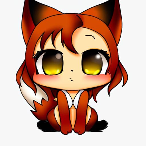 Cute Chibi Fox in Anime Style