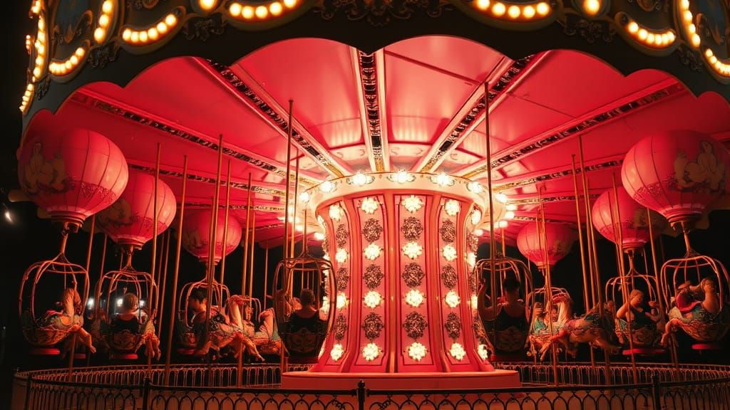 Vintage Balloon Carousel in Dramatic Light