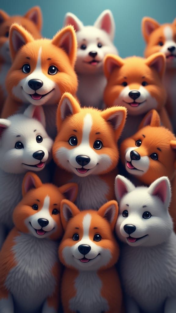 Adorable Canine Faces in Detailed Digital Rendering