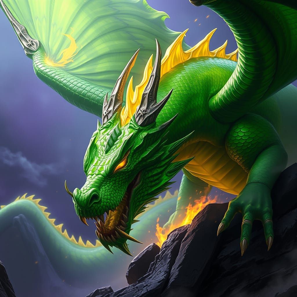Epic Dark Fantasy Dragon Concept Art in Cyberpunk Style