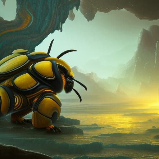 Detailed Matte Painting of a Bumble Bee