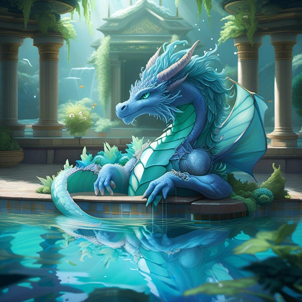 Water Dragon Chilling Out in Pool
