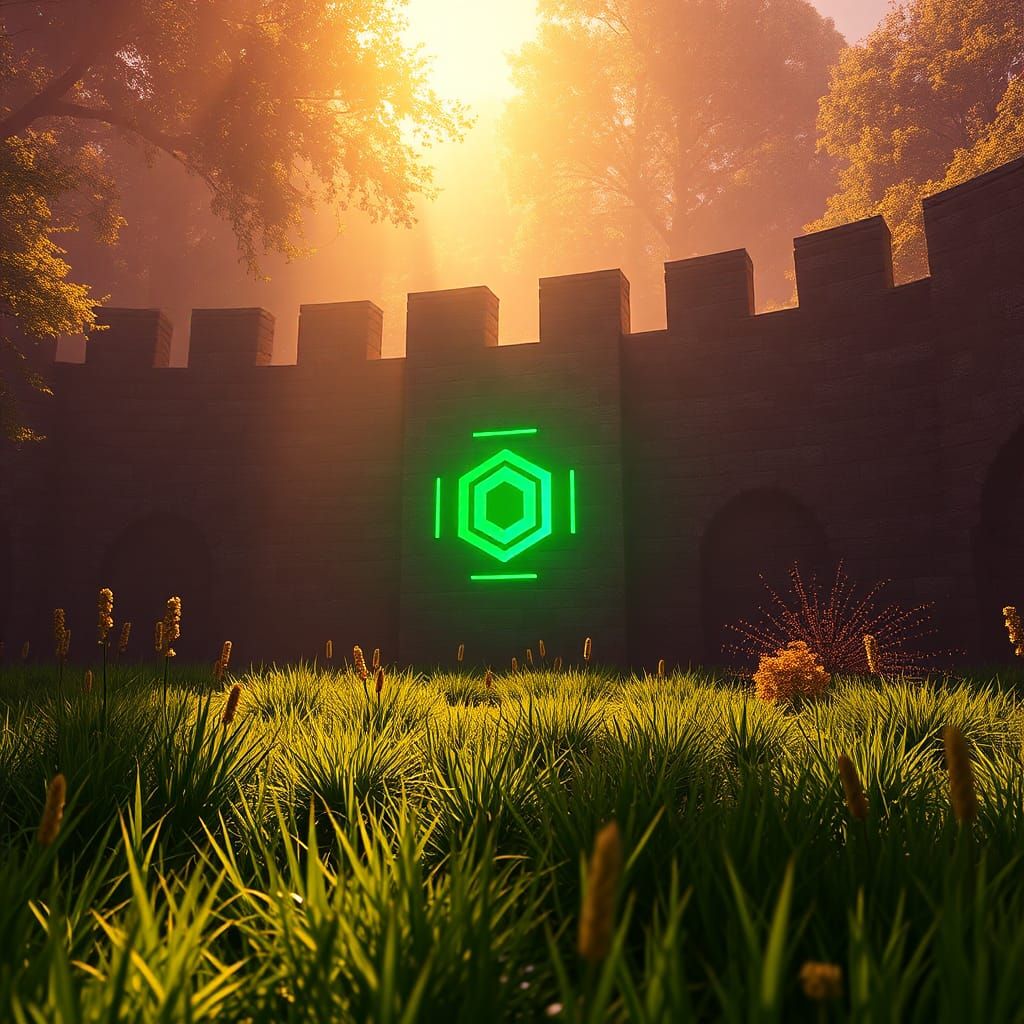 Shirka and Róman in Meadow with Mystical Wall