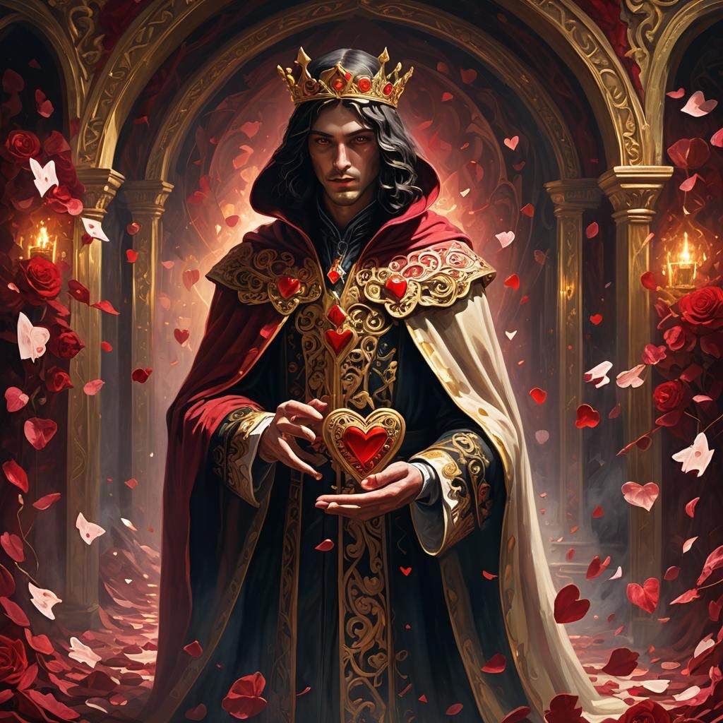 Mystical Ace of Hearts Card in Oil Painting Style