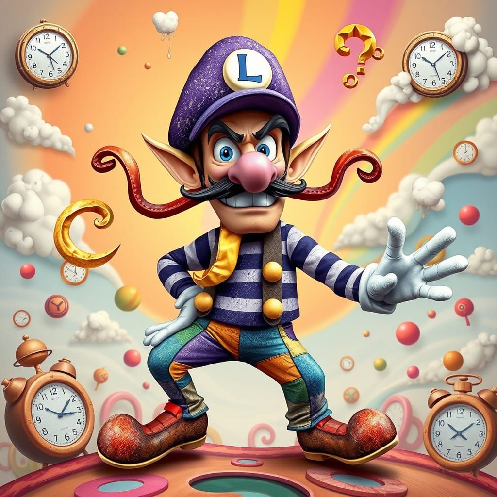 Surreal Waluigi in Dreamlike, Paradoxical Art Style