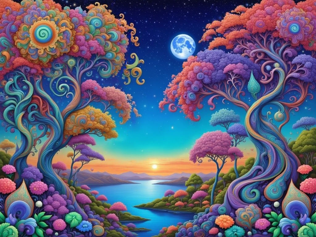 Psychedelic Paisley Patterns and Fractals Cover a Dreamlike ...