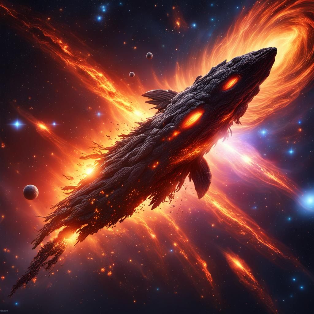 Fiery Comet Soaring Through Galaxy: Fantasy Concept Art