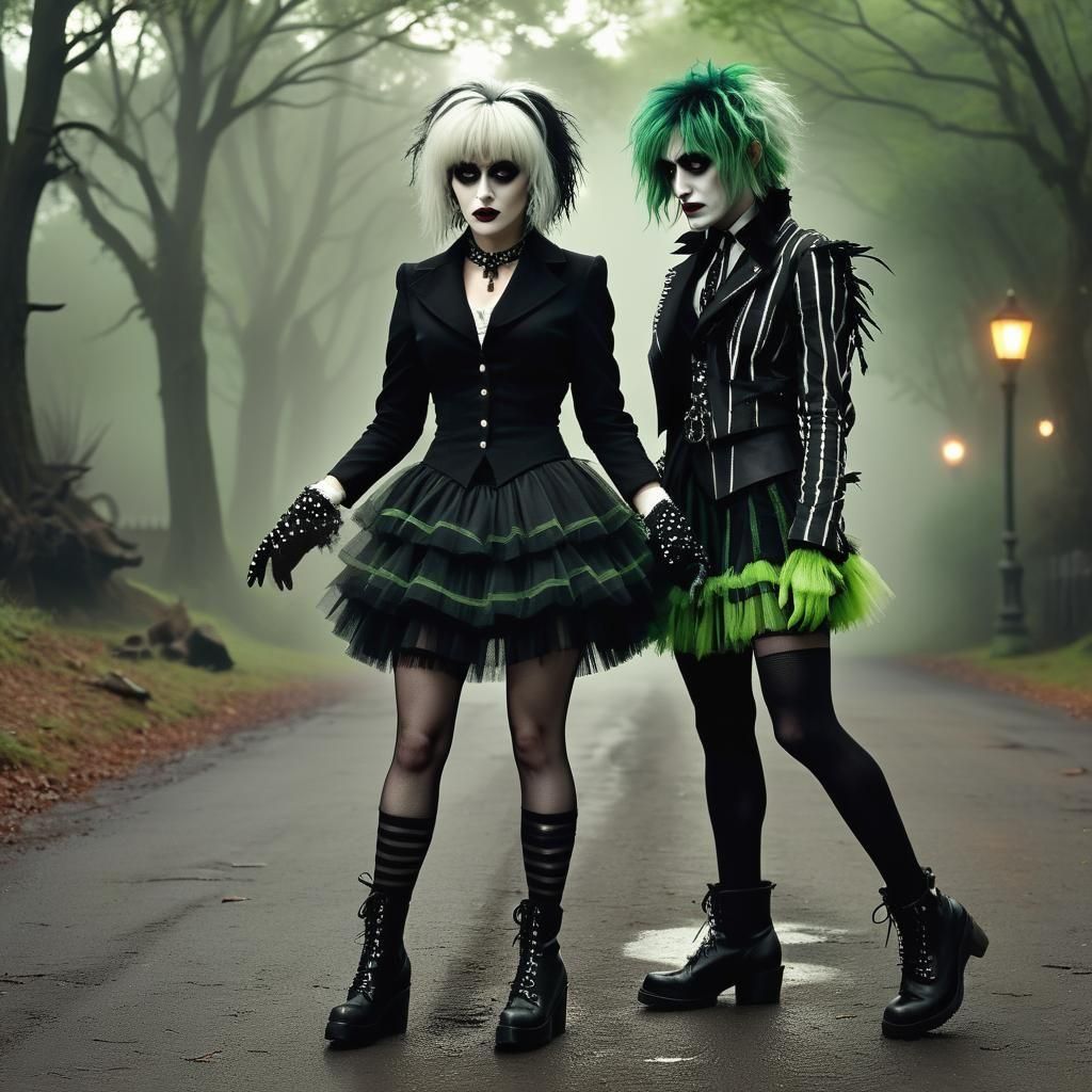 Gothic Couple Dancing in Tim Burton Style