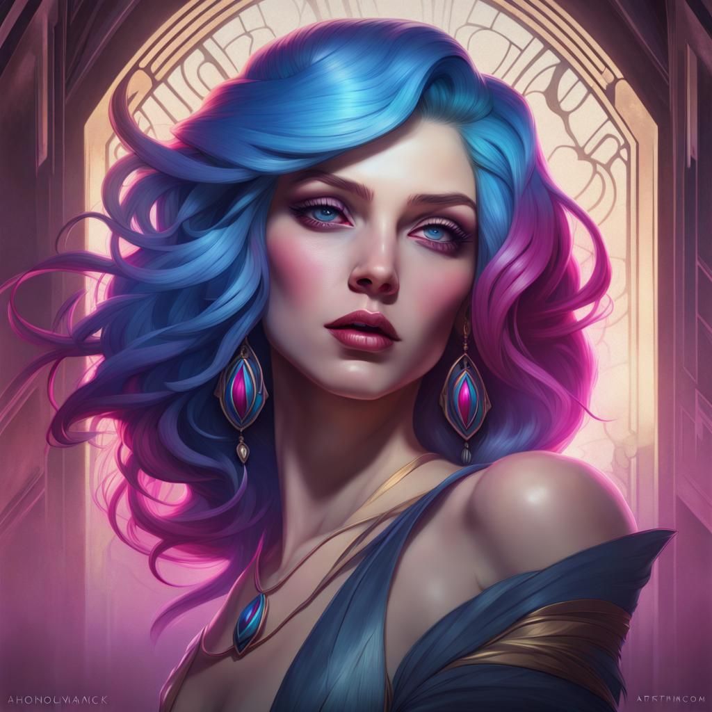 Art Deco Portrait of a Beautiful Woman