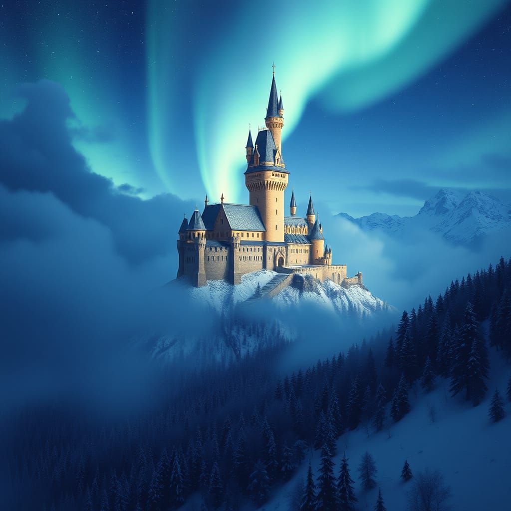 Medieval Castle in Cinematic Snowy Landscape