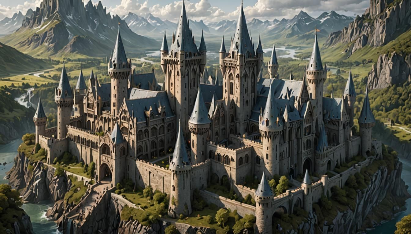 Elven Medieval Castle with Tall Towers