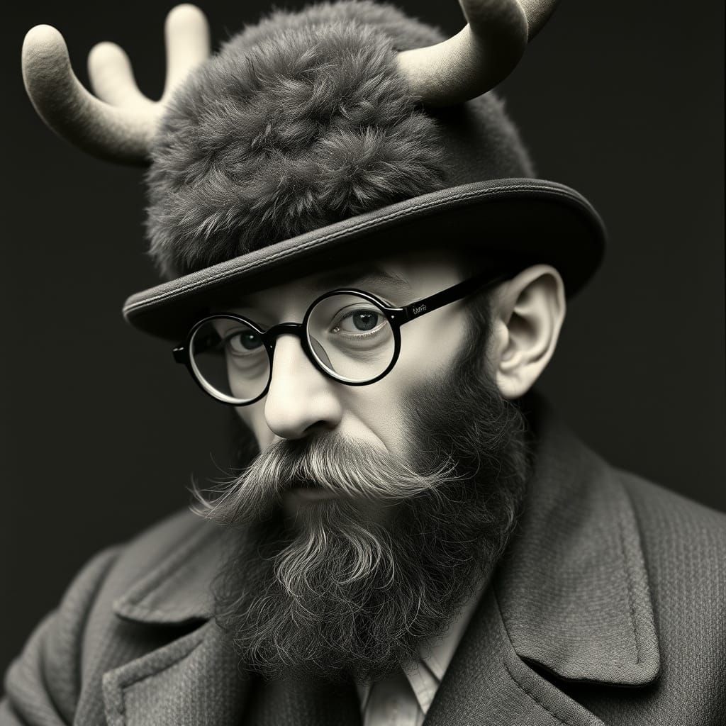Impressionist Portrait of a Gentleman in a Moose Hat