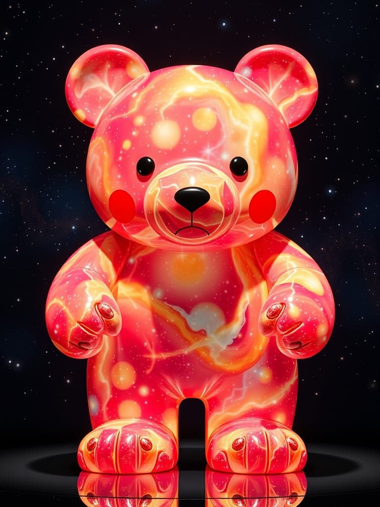 Cosmic Bear Sculpture Inspired by Yayoi Kusama in 3D