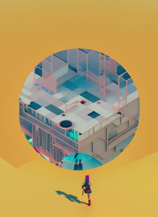 Woman with Heart Glasses in Vaporwave Rococo Style