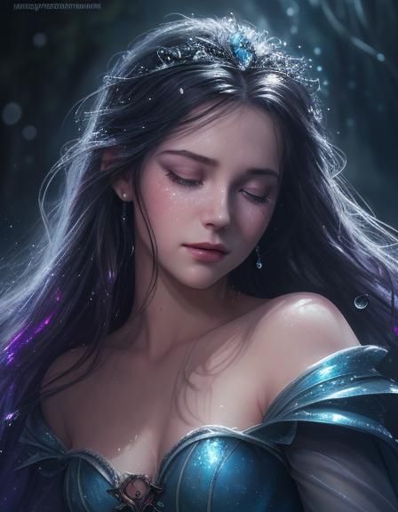 Sleeping Beauty with Shining Eyes, Hyperrealistic Art