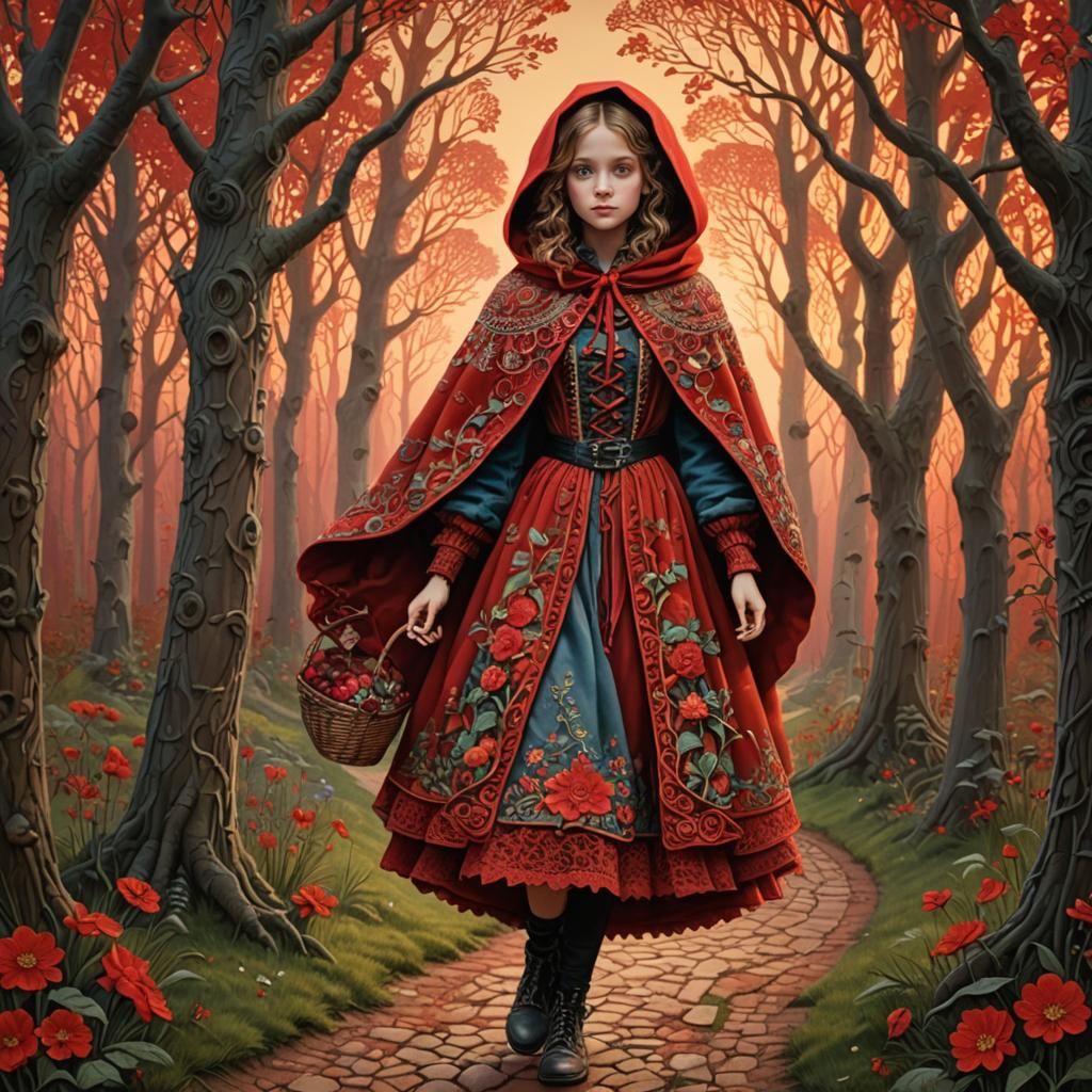 Red Riding Hood Portrait in a Fantasy Forest