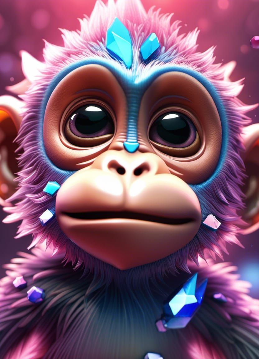 Hyperrealistic Crystal Monkey in Detailed Concept Art