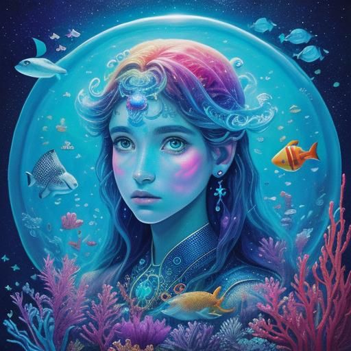 Holographic Astral Undersea World by Pablo Amaringo