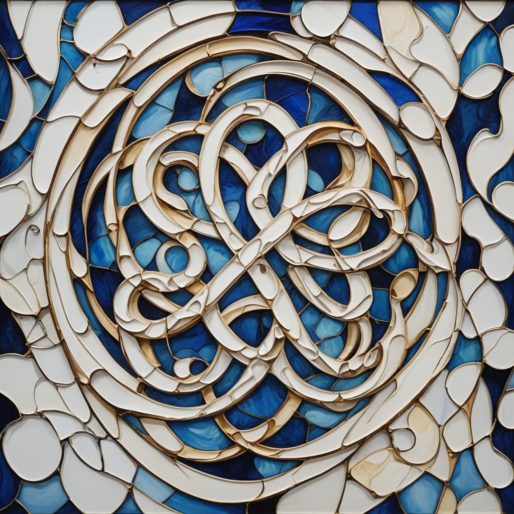 Surreal Stained Glass Infinity Symbol on Blue