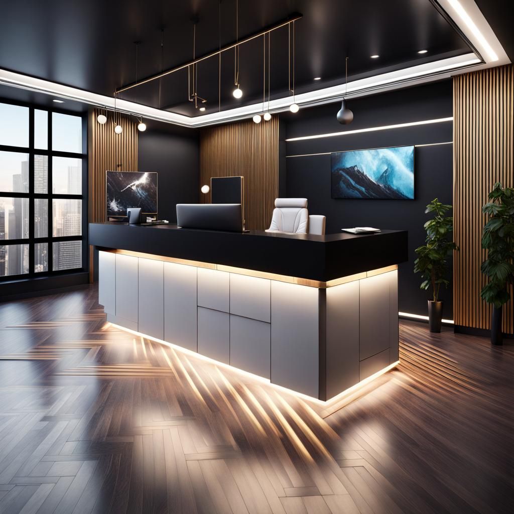 Ultra Modern Office Reception with Chevron Parquet