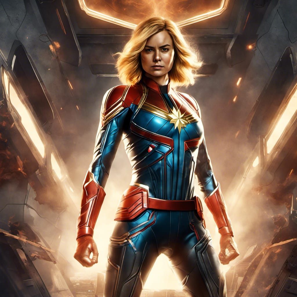 Hyperrealistic Futuristic Captain Marvel in Sharp Focus