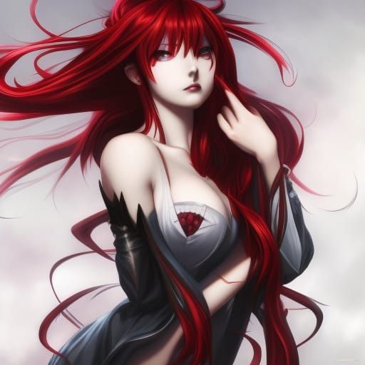 Gothic Anime Girl Portrait in Hyperdetailed Style