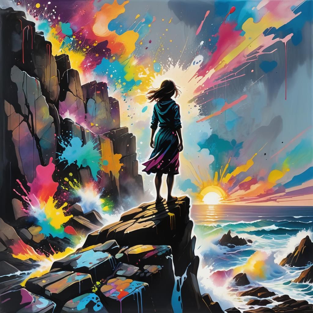 Sunrise Freedom: Graffiti Art Meets the Ocean