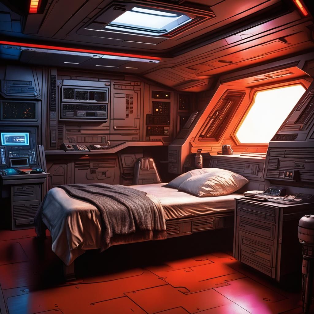 Imperial Star Destroyer Officer Bedroom: Hyperrealistic Conc...