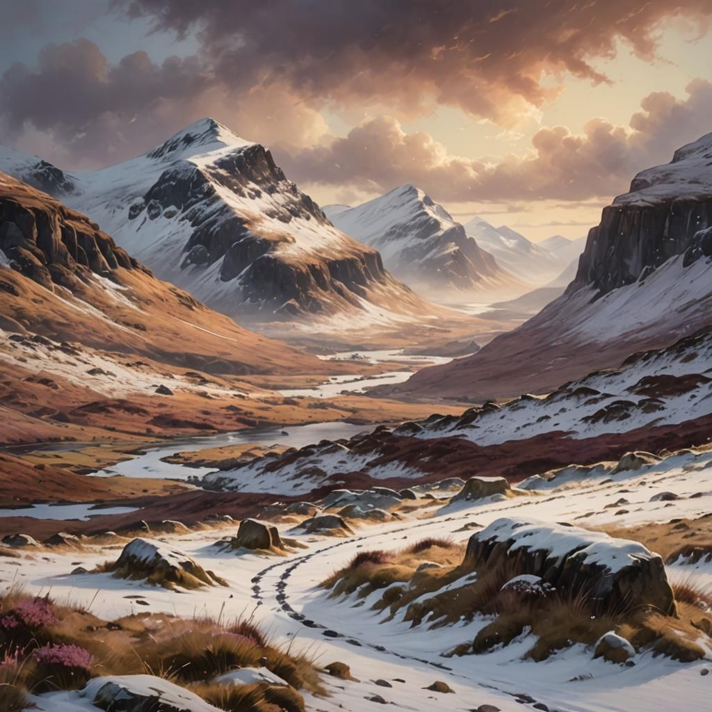 Glencoe Grave in Romantic Style Landscape Painting