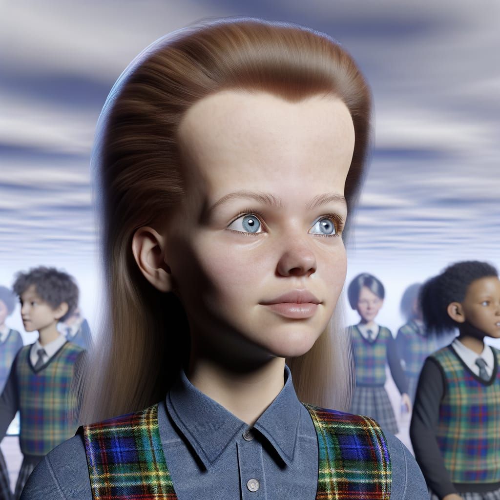 Young Girl Embarrassed by Her Large Forehead in a Victorian-...