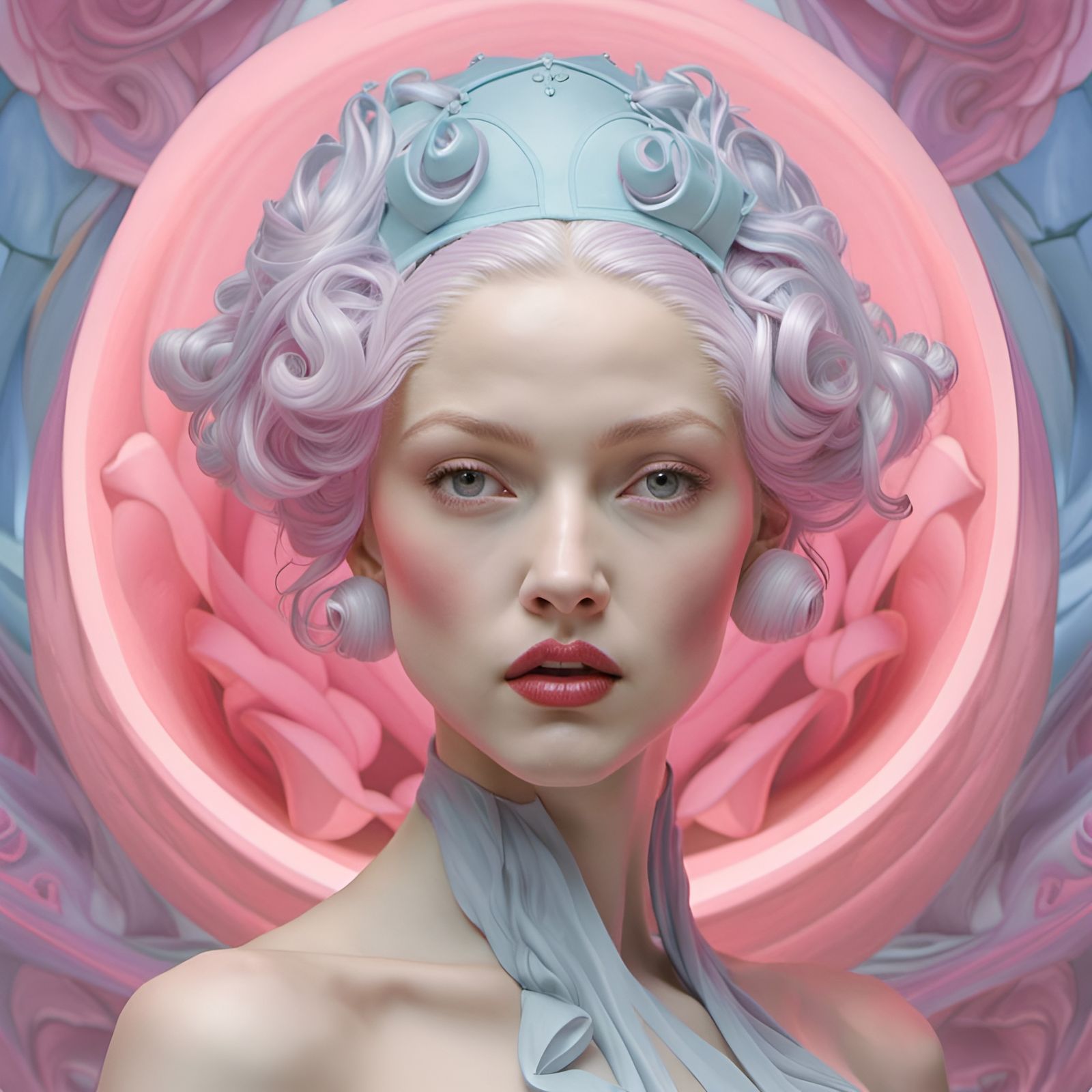 Pastel Alien Oracle in Fractal Forest