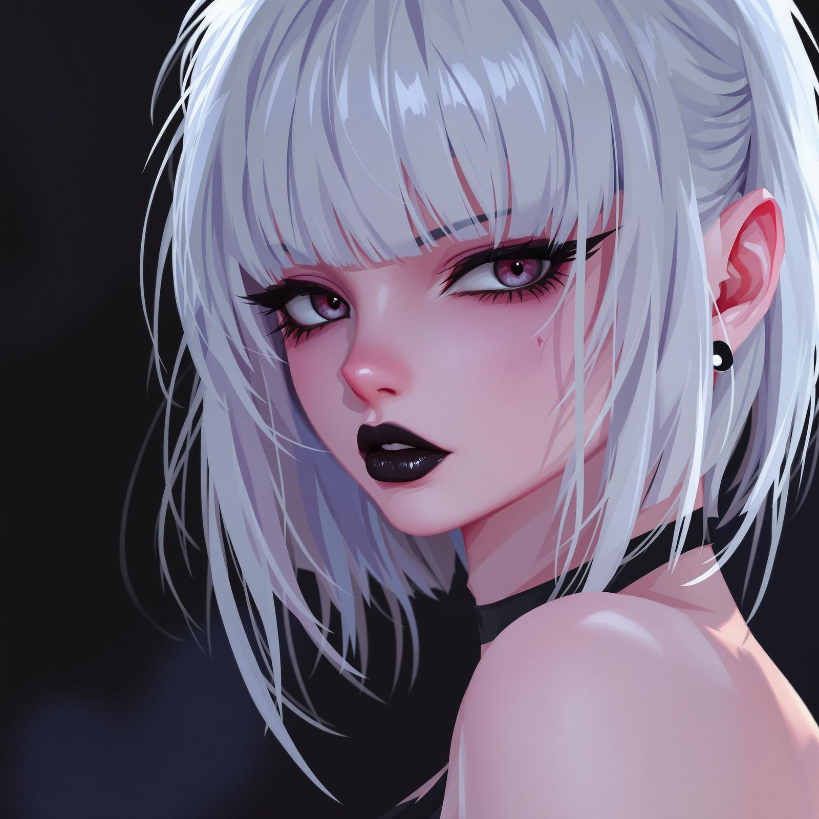 Anime Woman with White Hair in Studio Trigger Style