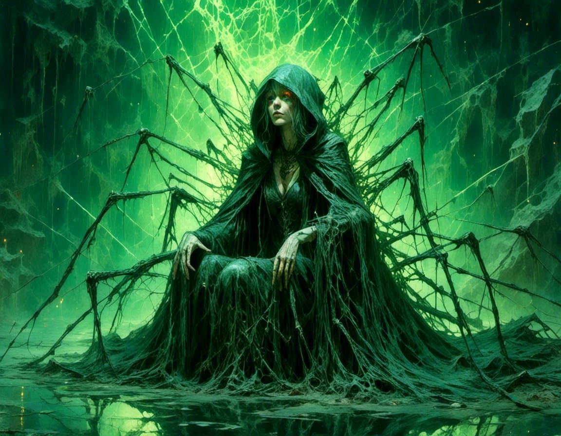 Envious Spider Witch Casting Web Magic
