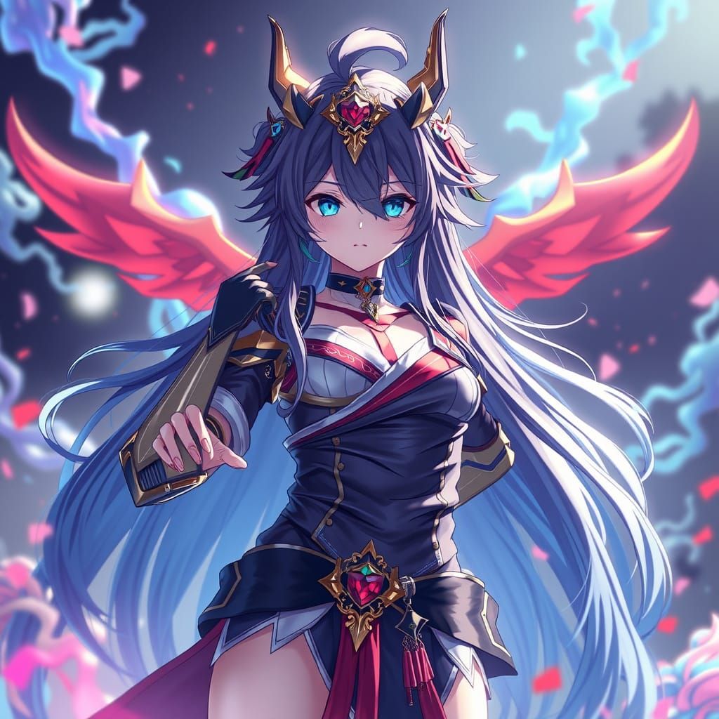 Surreal Anime Goddess Radiates Vibrant Colors in High-Defini...