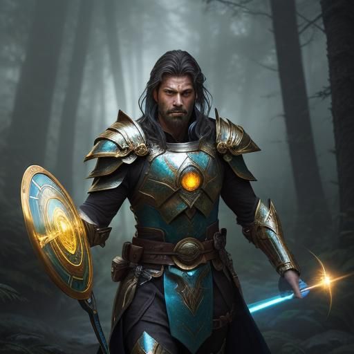 Warrior Shield in Mystical Forest: Fantasy Illustration