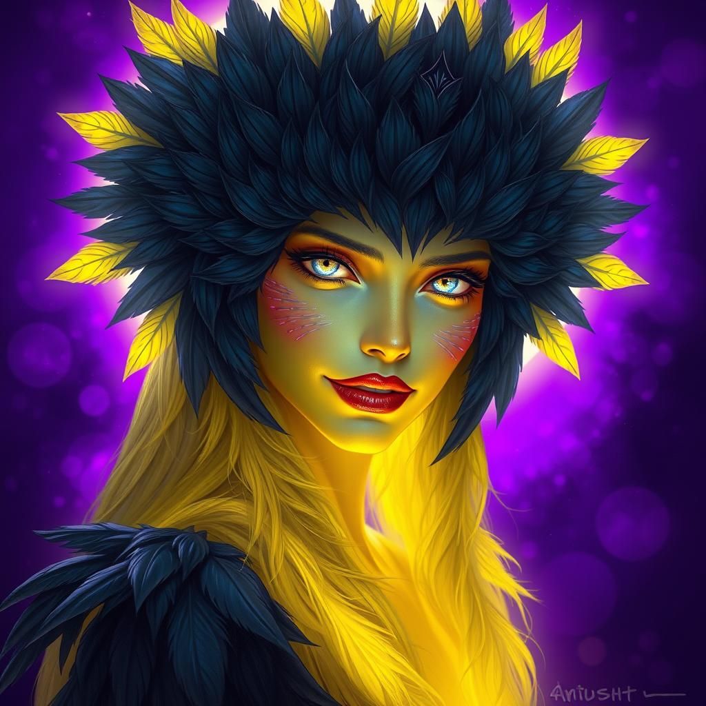 Majestic Woman with Feathers, a Matte Painting