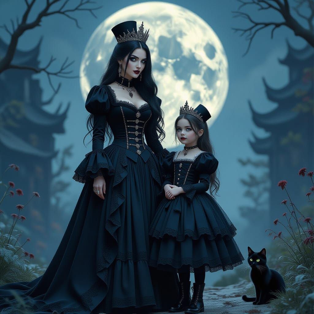 Goth Queen and Princess in Victorian Style