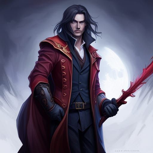 Alucard Portrait in Artgerm and Mucha Style