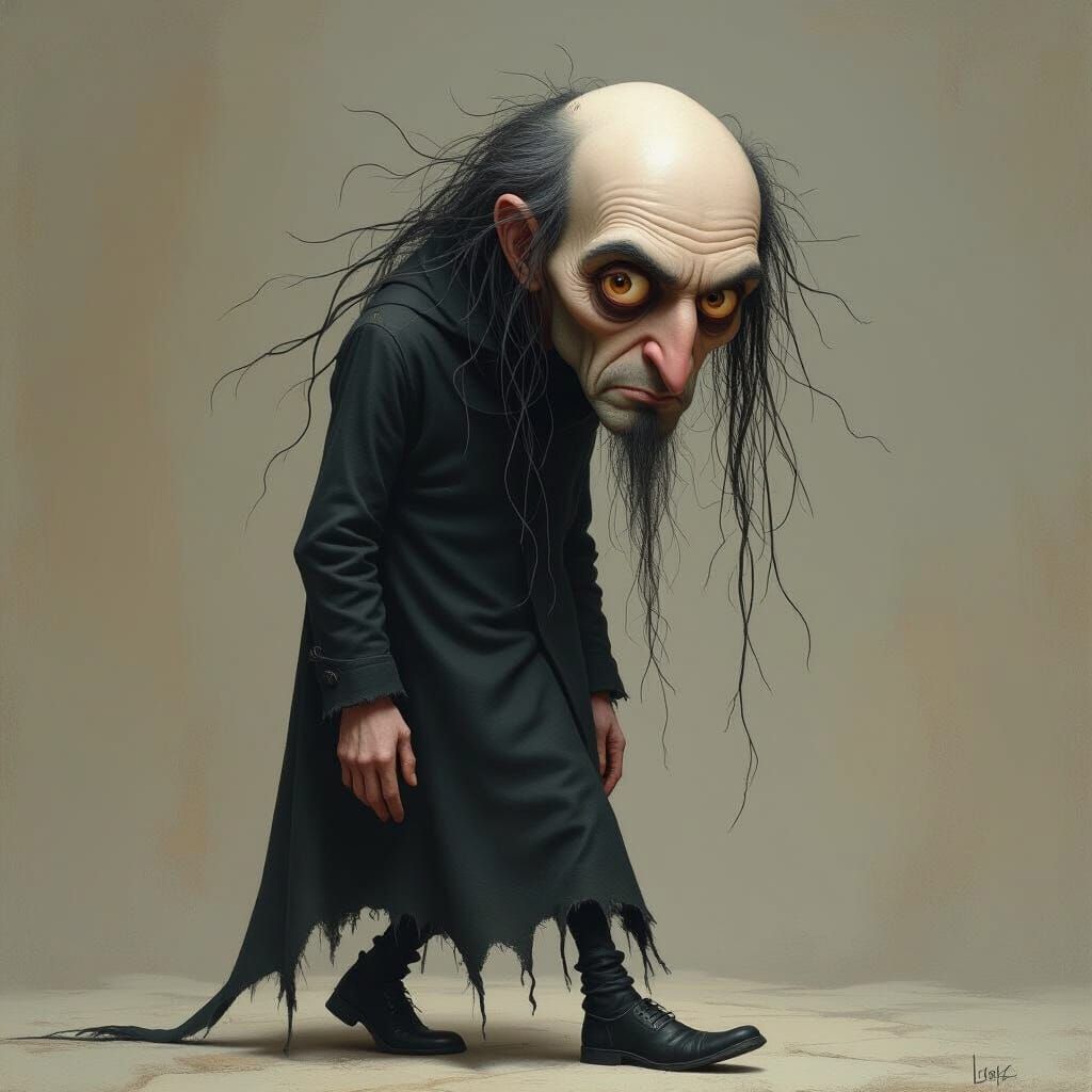 Gaunt Man with Piercing Eyes in Surrealist Style