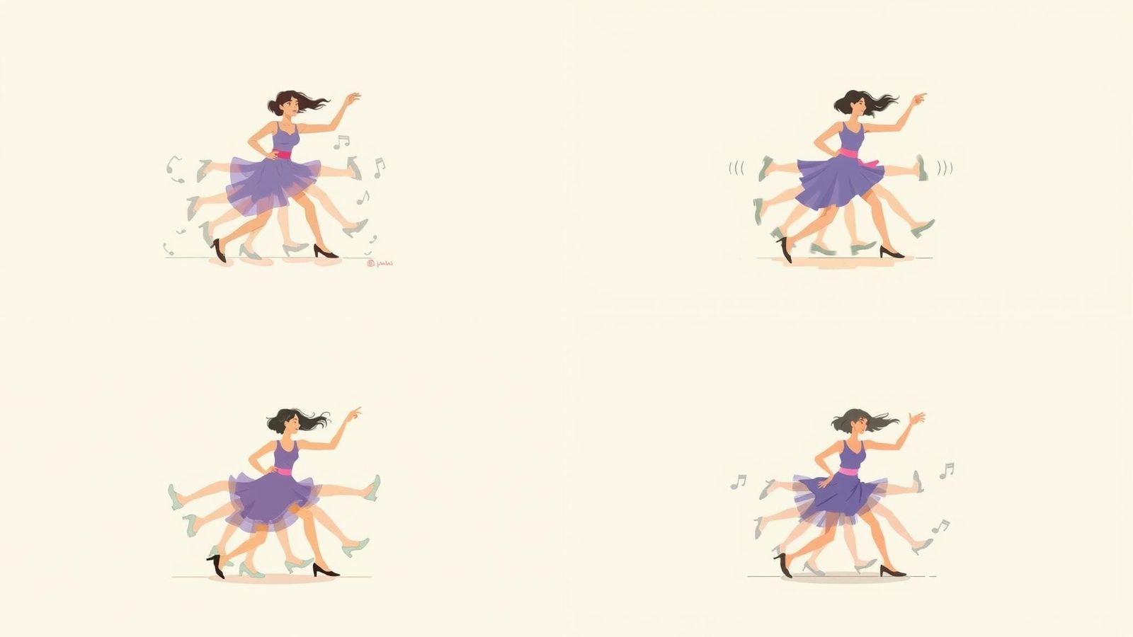 Cartoon Woman Tap Dancing at High Speed