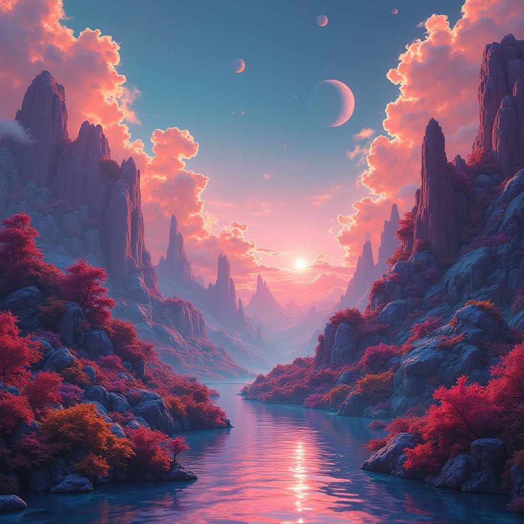 Mesmerizing Abstract Landscape in Digital Art Style