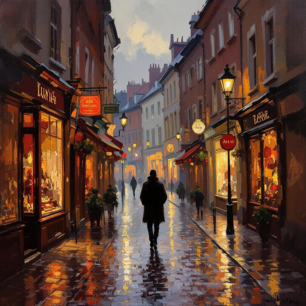 Autumn Evening in Europe: Romantic Oil Painting Style