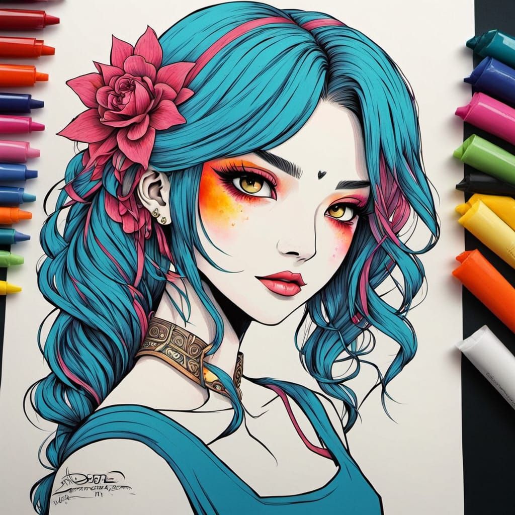 Anime Style Cartoon with Bold Colors