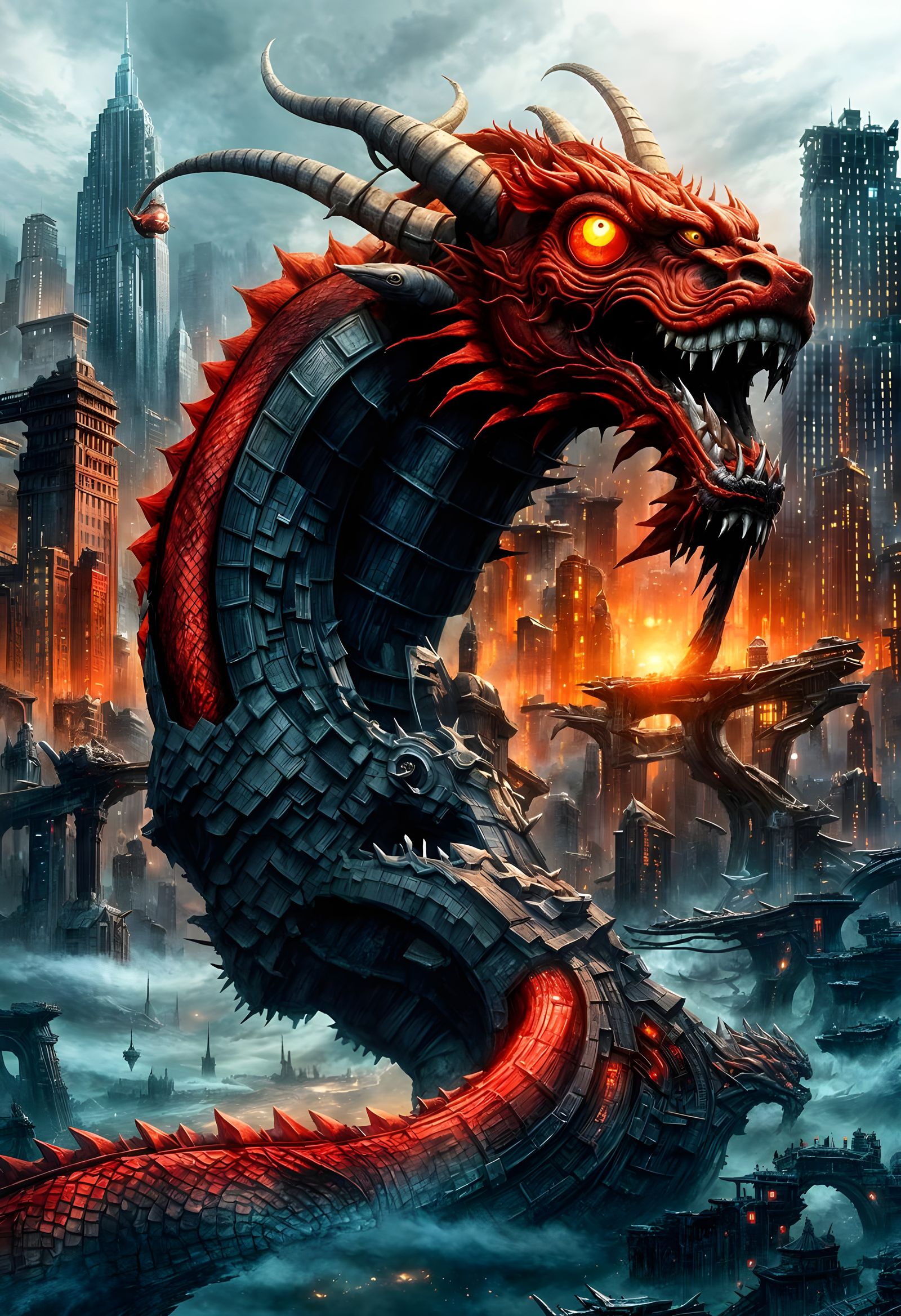 Glowing Ancient Dragon Conquers Futuristic New York City