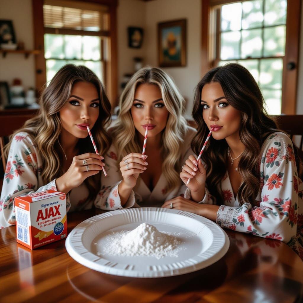 Surreal Gathering of Woman-Hippies Gazing Intently