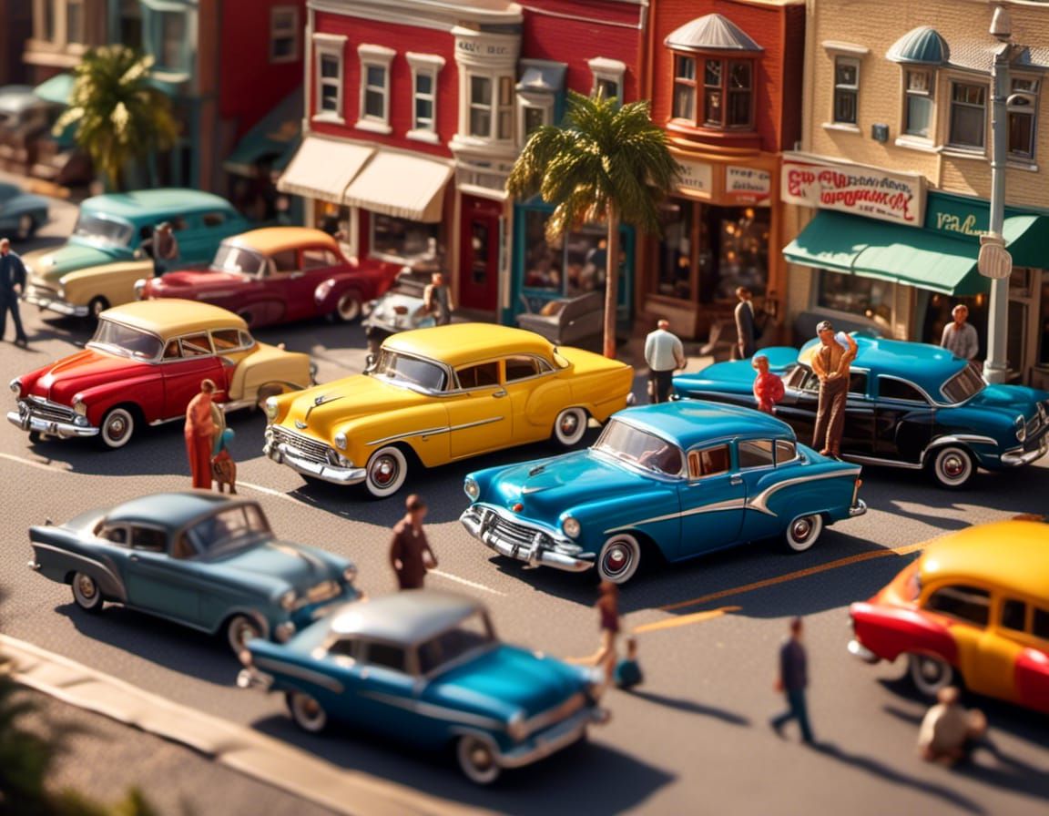 Detailed Macro Photograph of Miniature Town Street