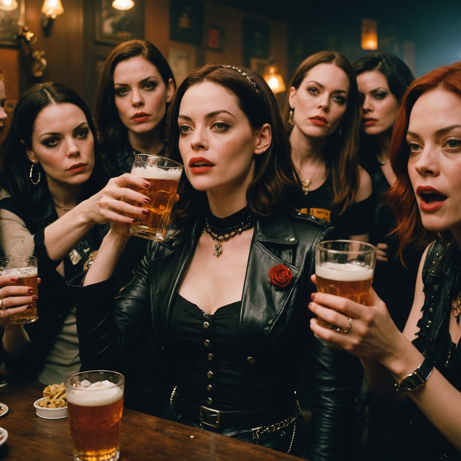 Rose McGowan Surrounded by Goth Girls: Cinematic Still