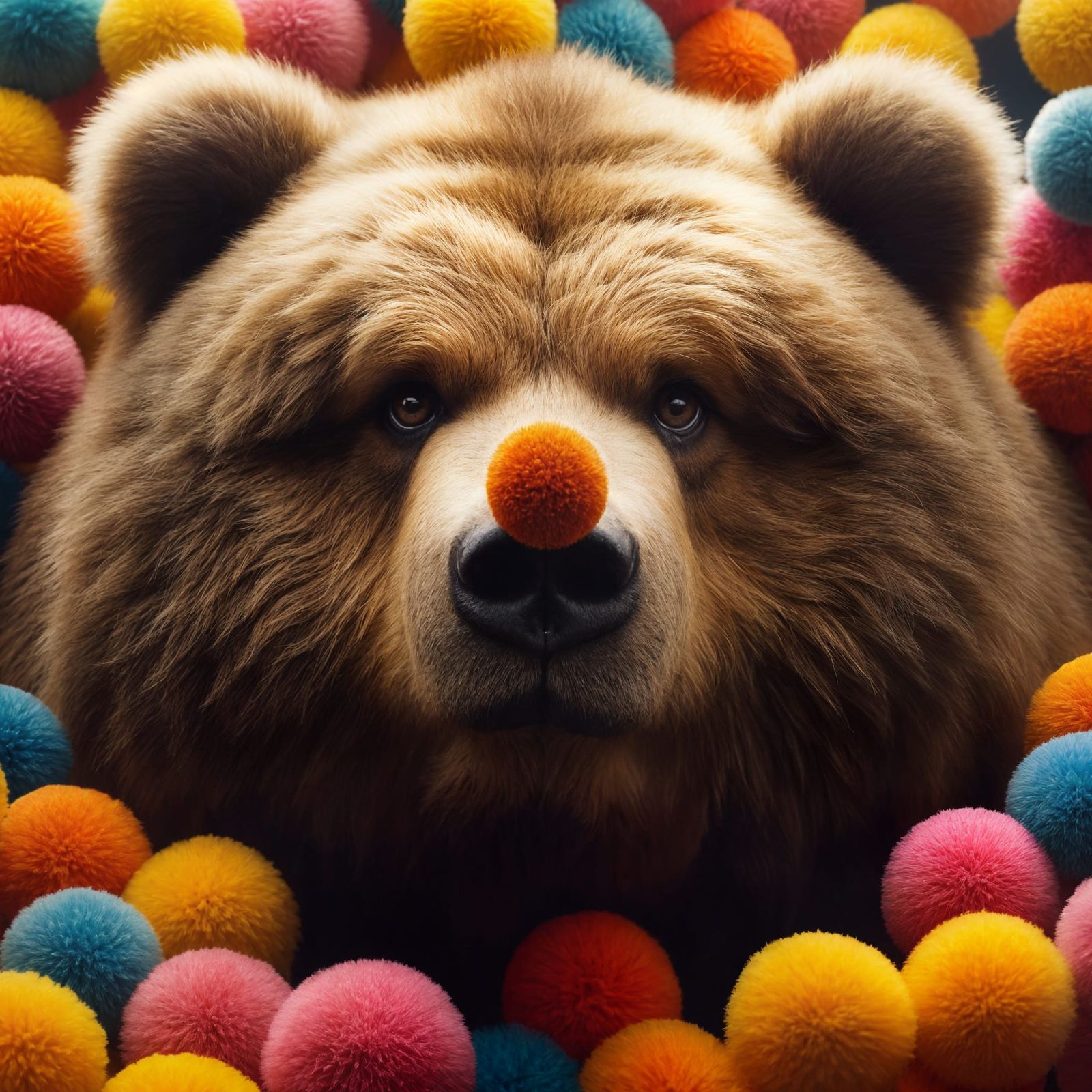 Obese Kodiak Bear Balances Pom-Pom: Photographic Masterpiece